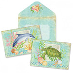 Boxed Dolphin and Sea Turtle Note Cards 10 Pack 09-045