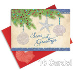 Beach Seasons Greetings 5x7 Christmas Card and Envelope