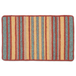 Oblong Stripe Turquoise Terra Cotta Braided Floor Mat Rug 17"x27" - C-9-122