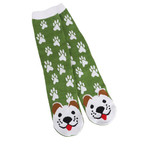 White Puppy Dog Fun Green Womens Tube Socks - 40030WHITE