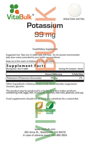 Potassium 99 mg Tablet 1000 Count