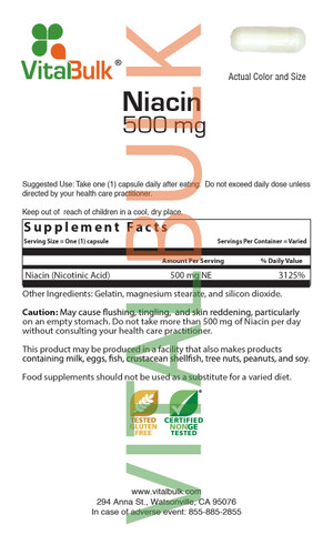 Niacin 500 mg Capsule 1000 Count