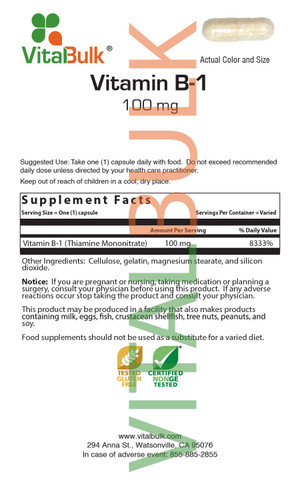 B-1 100 mg Capsule 1000 Count