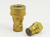 Tomco THK4 TK4-26-002 1/2 NPT brass hydraulic quick-disconnect female coupler and male plug set — upright view showing both pieces