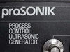 Close-up of proSONIK and NEY branding on front panel with Process Control Ultrasonic Generator label text