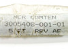 NCR Comten cable label showing part number 3005408-001-01, 5 FT, Rev AE, manufacturer NCR Comten