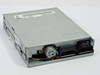 Mitsumi D359M3 floppy drive rear-left angle showing 34-pin ribbon connector, 4-pin power connector, and spindle motor