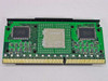 Intel Pentium II SL37F – PCB underside showing CPU die, L2 cache chips, and gold Slot 1 edge connector contacts