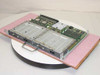 Cisco CX-FEIP2-2FX Fast Ethernet IP module shown from above on pink anti-static foam, full board and faceplate visible