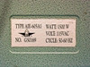AIE AIE-605A1 rating plate showing Type AIE-605A1, serial G50169, 1500W, 115VAC, 50-60Hz