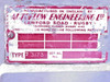 Autoflow Engineering Ltd nameplate — Type 3173, Serial No. 11, manufactured in England by Autoflow Engineering Ltd, Lawford Road, Rugby