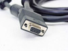 DB15 female VGA connector end close-up showing 15-pin socket and thumbscrew posts