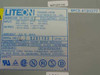 Liteon PA-4022-6B specification label showing model number, input 100-240V, DC output 204W, voltage rails, serial number area, and safety certifications