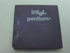 Intel Pentium 166MHz A80502166 SY016 processor — top view showing Intel Pentium logo and ceramic package with surface wear