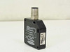 Banner QM42VP6LPQ photoelectric sensor — angled front-left view showing label with model number, CE and UL markings, and M12 connector on top
