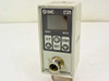 SMC ISE70-N02-43 Pressure Switch – front left angle view showing full housing, display panel, and M12 circular connector