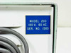 Mattson-Garvin Model 200 close-up of blue identification label reading MODEL 200, 120V 60 HZ, SER. NO. 1585