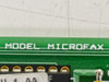 Close-up of Datacopy Microfax PCB silkscreen label reading MODEL MICROFAX