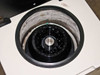 Tomy MRX-152 centrifuge chamber open – TMA-6 rotor seated inside bowl with wear and residue visible