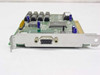 Angled front-bracket view of STB Systems 1X0-0272-007 PCI video card showing single 15-pin VGA output connector and blue capacitors