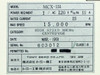 Tomy MCX-151 rating plate – model MCX-151, 120V AC 50/60Hz 15A, max speed 15000 RPM, manufacture date March 1991, Tomy Seiko Co. Ltd. Tokyo Japan