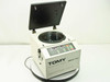 Tomy MCX-151 High Speed Micro Centrifuge – three-quarter front view with lid open showing TMA-11 rotor inside chamber