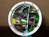 MTS Level Plus A910750172 transmitter head interior showing PCB, terminal blocks, and internal wiring with housing cover removed