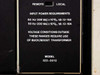 Varian 323-0012 rear power specification label — shows model 323-0012, 208 VAC 1-phase 60 Hz 12-15A, 200 VAC 50 Hz 13-18A input requirements