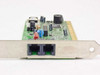 Actiontec PM560LH PCI 56K modem card – angled bracket view showing dual RJ-11 ports on the card bracket