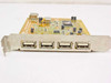 SIIG JU-CP4112 PCI USB card bracket edge — 4 external USB-A ports visible on the expansion bracket