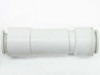 White SMC inline straight union push-to-connect fitting — side view showing both push-in ends