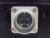 Close-up of 4-pin male MilSpec panel connector on Electro Medical 200 foot switch housing, marked CA3102R18-4P-A105