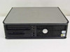 Dell OptiPlex 755 DT desktop — front-left angle view showing floppy drive, optical drive bay, and power button