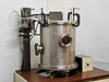 Ion Tech ID-3500 stainless steel 16x22 bell jar chamber on wood-topped cart with substrate rotation drive box and gas line fittings
