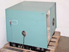 LFE PDS-501 barrel plasma etch system — rear-left three-quarter view showing full cabinet exterior on pallet with rear fan grille visible on right side panel
