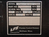 LFE PFS/PCrE/PDS-501 — close-up of rating plate showing: Model PFS/PCrE/PDS-501, 115 Volts, 50/60 Cycles, Serial 93515, Watts 300; LFE Corporation Process Control Division, Waltham Mass.