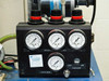 Pneumatic control panel showing three pressure gauges labeled Electrode, Bond Head Cooling, and Wirefeed, plus Diffuser vacuum switch