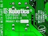 US Robotics Winmodem PCB label close-up — copyright 1996, part number 1.012.0411-A, UL Listed Information Technology Equipment mark