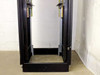 Front open view of 37U rackmount cabinet showing full depth interior, rear vertical rails, adjustable brackets, and base frame