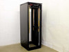 37U 19-inch black rackmount server cabinet enclosure with no door, front-left angle view showing open interior and side panels