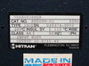 Hitran AT0098-01 nameplate label — Cat. No. AT0098-01, Type ISO, SN 049374-0002, 200C Insul. Sy., 110C Rise, Class AA, 60Hz, 1PH, Input 800V, Output 22.8/11.4V, Hitran Flemington NJ