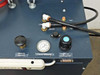 Hitran AT0098-01 top control panel — Operate Throttle knob, Weld Pressure gauge, Pressure Regulator knob, pneumatic fittings labeled IN/OUT/DOWN/UP, and Data Cable multi-pin port