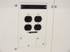 Vitronics ISO5006 side panel — four 110 VAC auxiliary outlets on white panel with labeled receptacle plate