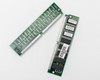 Compaq 185174-002 16MB EDO SIMM pair — angled front view showing NEC label and EDO sticker on one module, reverse side of second module