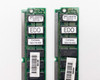 Compaq 185174-002 16MB EDO SIMM — close-up front view of both modules showing NEC Singapore chip label MC-424030F32P-60 and Compaq 185174-002 sticker