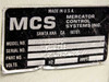 MCS MTN500 rating plate close-up: Model MTN500, Part No. 101-0301-004, Made in USA, Mercator Control Systems Inc Santa Ana CA 90701
