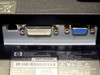 HP L2045w monitor rear port panel — DVI-D and VGA HD-15 video inputs visible with regulatory label
