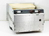 Rackmount water cooler – right side and rear showing DI Water Out and Tap Water ports with brass fittings