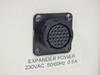 Triad Solutions ATC1 Expander Power close-up of multi-pin circular output connector with label reading EXPANDER POWER 230VAC 50/60Hz 0.5A