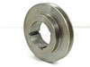 Dodge 118340 sheave top-down angled view showing single V-belt groove profile and taper-lock bore